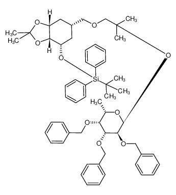 tert-Butyl-{(3aR,4S,6S,7aR)-2,2-dimethyl-6-[2-methyl-2-((2S,3S,4R,5R,6S)-3,4,5-tris-benzyloxy-6-methyl-tetrahydro-pyran-2-yloxy)-propoxymethyl]-hexahydro-benzo[1,3]dioxol-4-yloxy}-diphenyl-silane_198469-46-4