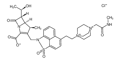 1,4-Diazoniabicyclo[2.2.2]octane, 1-[2-[2-[[(4S,5R,6S)-2-carboxy-6-[(1R)-1-hydroxyethyl]-4-methyl-7-oxo-1-azabicyclo[3.2.0]hept-2-en-3-yl]methyl]-1,1-dioxido-2H-naphth[1,8-cd]isothiazol-6-yl]ethyl]-4-[2-(methylamino)-2-oxoethyl]-, inner salt, chlorid_198472-70-7