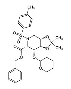 (3aS,6R,7S,7aR)-2,2-Dimethyl-7-(tetrahydro-pyran-2-yloxy)-5-(toluene-4-sulfonyl)-hexahydro-[1,3]dioxolo[4,5-c]pyridine-6-carboxylic acid benzyl ester_198565-93-4