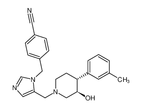 rel-4-((5-(((3R,4R)-3-hydroxy-4-(m-tolyl)piperidin-1-yl)methyl)-1H-imidazol-1-yl)methyl)benzonitrile_198647-16-4
