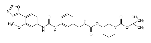 tert-butyl 3-(((3-(3-(3-methoxy-4-(oxazol-5-yl)phenyl)ureido)benzyl)carbamoyl)oxy)piperidine-1-carboxylate_198821-45-3