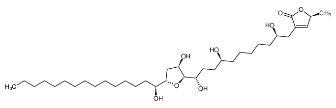 (S)-5-methyl-3-((2R,8S,11S)-2,8,11-trihydroxy-11-((2R,3R,5S)-3-hydroxy-5-((S)-1-hydroxypentadecyl)tetrahydrofuran-2-yl)undecyl)furan-2(5H)-one_198987-63-2