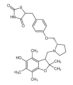 5-(4-(((2S)-1-((5-hydroxy-2,2,4,6,7-pentamethyl-2,3-dihydrobenzofuran-3-yl)methyl)pyrrolidin-2-yl)methoxy)benzyl)thiazolidine-2,4-dione_199108-31-1