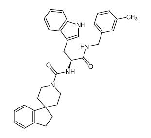 (S)-N-(3-(1H-indol-3-yl)-1-((3-methylbenzyl)amino)-1-oxopropan-2-yl)-2,3-dihydrospiro[indene-1,4'-piperidine]-1'-carboxamide_199110-14-0