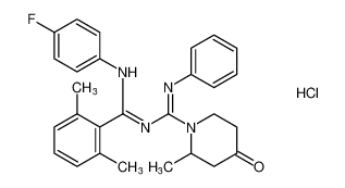(E)-N-((Z)-(2,6-dimethylphenyl)((4-fluorophenyl)amino)methylene)-2-methyl-4-oxo-N'-phenylpiperidine-1-carboximidamide hydrochloride_199120-65-5