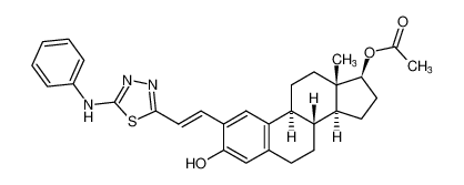 (8R,9S,13S,14S,17S)-3-hydroxy-13-methyl-2-((E)-2-(5-(phenylamino)-1,3,4-thiadiazol-2-yl)vinyl)-7,8,9,11,12,13,14,15,16,17-decahydro-6H-cyclopenta[a]phenanthren-17-yl acetate_199184-36-6