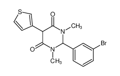 2-(3-bromophenyl)-1,3-dimethyl-5-(thiophen-3-yl)dihydropyrimidine-4,6(1H,5H)-dione_199273-35-3