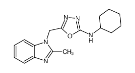 N-cyclohexyl-5-((2-methyl-1H-benzo[d]imidazol-1-yl)methyl)-1,3,4-oxadiazol-2-amine_199278-57-4