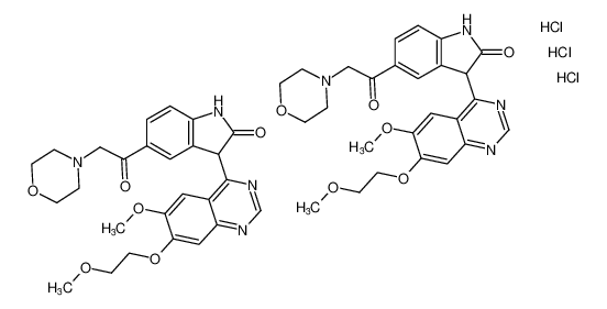 3-(6-methoxy-7-(2-methoxyethoxy)quinazolin-4-yl)-5-(2-morpholinoacetyl)indolin-2-one sesquihydrochloride_199327-91-8