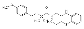 2-((4-methoxybenzyl)thio)-2-methyl-N-(2-((2-(propylthio)phenyl)amino)ethyl)propanamide_199388-80-2