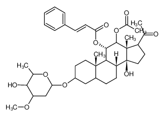 (E)-3-Phenyl-acrylic acid (8R,10S,11S,13S,14S)-12-acetoxy-17-acetyl-14-hydroxy-3-(5-hydroxy-4-methoxy-6-methyl-tetrahydro-pyran-2-yloxy)-10,13-dimethyl-hexadecahydro-cyclopenta[a]phenanthren-11-yl ester_19939-81-2