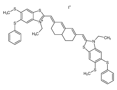 3-ethyl-2-(((E)-7-((Z)-(3-ethyl-6-(methylthio)-5-(phenylthio)benzo[d]thiazol-2(3H)-ylidene)methyl)-4,4a,5,6-tetrahydronaphthalen-2(3H)-ylidene)methyl)-6-(methylthio)-5-(phenylthio)benzo[d]thiazol-3-ium iodide_199457-92-6