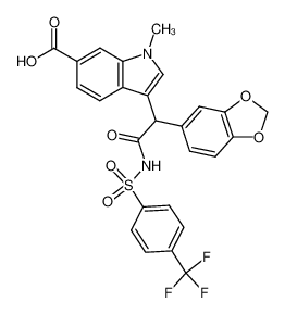 3-[1-Benzo[1,3]dioxol-5-yl-2-oxo-2-(4-trifluoromethyl-benzenesulfonylamino)-ethyl]-1-methyl-1H-indole-6-carboxylic acid_199589-49-6