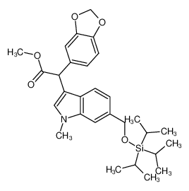 Methyl 2-(1,3-benzodioxol-5-yl)-2-[1-methyl-6-(triisopropylsilyloxymethyl)-1H-3-indolyl]acetate_199590-02-8