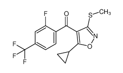 (5-cyclopropyl-3-(methylthio)isoxazol-4-yl)(2-fluoro-4-(trifluoromethyl)phenyl)methanone_199607-37-9