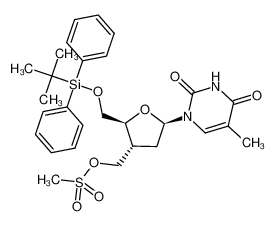 Methanesulfonic acid (2S,3R,5R)-2-(tert-butyl-diphenyl-silanyloxymethyl)-5-(5-methyl-2,4-dioxo-3,4-dihydro-2H-pyrimidin-1-yl)-tetrahydro-furan-3-ylmethyl ester_199661-18-2