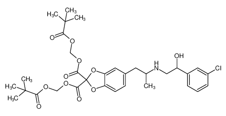 bis((pivaloyloxy)methyl) 5-(2-((2-(3-chlorophenyl)-2-hydroxyethyl)amino)propyl)benzo[d][1,3]dioxole-2,2-dicarboxylate_199670-27-4
