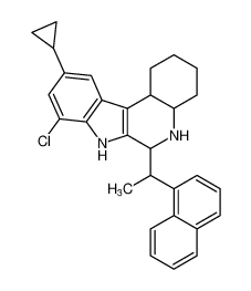 8-chloro-10-cyclopropyl-6-(1-(naphthalen-1-yl)ethyl)-2,3,4,4a,5,6,7,11c-octahydro-1H-indolo[2,3-c]quinoline_199673-92-2