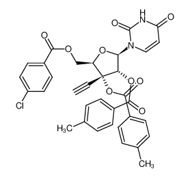 1-[5-O-(4-chlorobenzoyl)-3-C-ethynyl-2,3-di-O-(4-toluoyl)-β-D-ribofuranosyl]uracil_199787-41-2