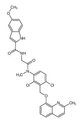 N-(2-((2,4-dichloro-3-(((2-methylquinolin-8-yl)oxy)methyl)phenyl)(methyl)amino)-2-oxoethyl)-5-methoxy-1H-indole-2-carboxamide_199791-57-6