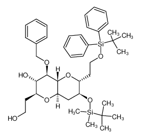(2S,3S,4R,4aR,6R,7S,8aR)-4-Benzyloxy-7-(tert-butyl-dimethyl-silanyloxy)-6-[2-(tert-butyl-diphenyl-silanyloxy)-ethyl]-2-(2-hydroxy-ethyl)-octahydro-pyrano[3,2-b]pyran-3-ol_199792-05-7