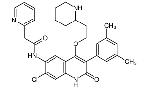 N-[7-chloro-3-(3,5-dimethylphenyl)-2-oxo-4-(2-piperidin-2-yl-ethoxy)-1,2-dihydroquinolin-6-yl]-2-pyridin-2-yl-acetamide_199859-62-6
