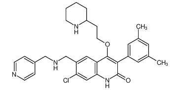 7-chloro-3-(3,5-dimethylphenyl)-4-(2-(piperidin-2-yl)ethoxy)-6-(((pyridin-4-ylmethyl)amino)methyl)quinolin-2(1H)-one_199860-29-2
