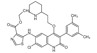 ethyl 5-((7-chloro-3-(3,5-dimethylphenyl)-2-oxo-4-(2-(piperidin-2-yl)ethoxy)-1,2-dihydroquinolin-6-yl)amino)thiazole-4-carboxylate_199860-44-1