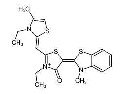 3-ethyl-2-[(E)-(3-ethyl-4-methyl-1,3-thiazol-2-ylidene)methyl]-5-(3-methyl-1,3-benzothiazol-2-ylidene)-1,3-thiazol-3-ium-4-one_199916-88-6