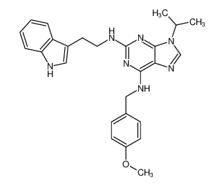 9H-Purine-2,6-diamine,N2-[2-(1H-indol-3-yl)ethyl]-N6-[(4-methoxyphenyl)methyl]-9-(1-methylethyl)-_199987-07-0