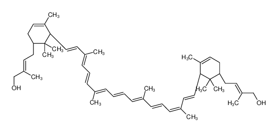 (E)-4-[(1R,5R)-5-[(1E,3E,5E,7E,9E,11E,13E,15E,17E)-18-[(1R,5R)-5-[(E)-4-hydroxy-3-methylbut-2-enyl]-2,6,6-trimethylcyclohex-2-en-1-yl]-3,7,12,16-tetramethyloctadeca-1,3,5,7,9,11,13,15,17-nonaenyl]-4,6,6-trimethylcyclohex-3-en-1-yl]-2-methylbut-2-en-1_28368-06-1