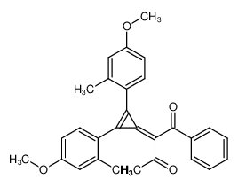 2-[2,3-Bis-(4-methoxy-2-methyl-phenyl)-cycloprop-2-enylidene]-1-phenyl-butane-1,3-dione_28488-83-7