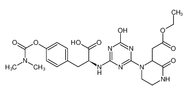 N-{4-hydroxy-6-[2-(ethoxycarbonylmethyl)-3-oxopiperazin-1-yl]-1,3,5-triazin-2-yl}-L-4-(N,N-dimethylcarbamyloxy)phenylalanine_285564-39-8