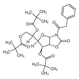 2,2-Dimethyl-propionic acid (3aS,5R,6S,6aR)-5-[(R)-1,2-bis-(2,2-dimethyl-propionyloxy)-ethyl]-2-oxo-3-phenylacetyl-hexahydro-furo[2,3-d]oxazol-6-yl ester_285568-38-9