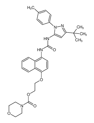 2-((4-(3-(3-(tert-butyl)-1-(p-tolyl)-1H-pyrazol-5-yl)ureido)naphthalen-1-yl)oxy)ethyl morpholine-4-carboxylate_285983-63-3