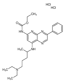 ethyl (8-((5-(diethylamino)pentan-2-yl)amino)-3-phenylpyrido[2,3-b]pyrazin-6-yl)carbamate dihydrochloride_28642-83-3