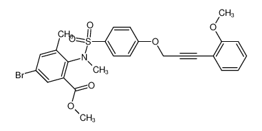 5-bromo-2-({4-[3-(2-methoxy-phenyl)-prop-2-ynyloxy]-benzenesulfonyl}-methyl-amino)-3-methyl-benzoic acid methyl ester_287108-70-7
