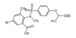 5-bromo-3-methyl-2-{methyl-[4-(1-methyl-prop-2-ynyloxy)-benzenesulfonyl]-amino}-benzoic acid_287109-20-0