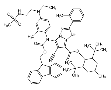 1H-Pyrrolo[1,2-b][1,2,4]triazole-7-carboxylic acid,6-cyano-5-[[4-[ethyl[2-[(methylsulfonyl)amino]ethyl]amino]-2-methylphenyl][(9H-fluoren-9-ylmethoxy)carbonyl]amino]-2-(2-methylphenyl)-,2,6-bis(1,1-dimethylethyl)-4-methylcyclohexyl ester_287399-79-5