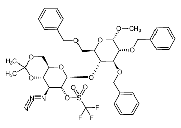 Trifluoro-methanesulfonic acid (4aR,6S,7R,8S,8aS)-8-azido-6-((2R,3R,4S,5R,6S)-4,5-bis-benzyloxy-2-benzyloxymethyl-6-methoxy-tetrahydro-pyran-3-yloxy)-2,2-dimethyl-hexahydro-pyrano[3,2-d][1,3]dioxin-7-yl ester_287719-49-7