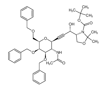 (R)-4-[(S)-3-((2S,3S,4R,5R,6R)-3-Acetylamino-4,5-bis-benzyloxy-6-benzyloxymethyl-tetrahydro-pyran-2-yl)-1-hydroxy-prop-2-ynyl]-2,2-dimethyl-oxazolidine-3-carboxylic acid tert-butyl ester_287962-73-6