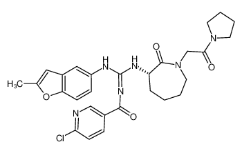(S)-6-chloro-N-(((2-methylbenzofuran-5-yl)amino)((2-oxo-1-(2-oxo-2-(pyrrolidin-1-yl)ethyl)azepan-3-yl)amino)methylene)nicotinamide_288078-67-1