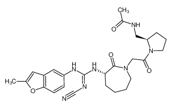 N-(((R)-1-(2-((S)-3-(2-cyano-3-(2-methylbenzofuran-5-yl)guanidino)-2-oxoazepan-1-yl)acetyl)pyrrolidin-2-yl)methyl)acetamide_288084-15-1