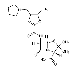 6β-(5-methyl-4-pyrrolidin-1-ylmethyl-furan-2-carbonylamino)-penicillanic acid_28812-94-4