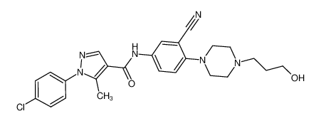 1-(4-chlorophenyl)-N-{3-cyano-4-[4-(3-hydroxypropyl)piperazin-1-yl]phenyl}-5-methylpyrazole-4-carboxamide_288250-38-4