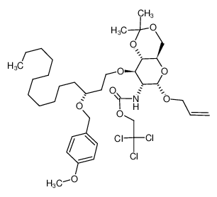 allyl 2-deoxy-4,6-O-isopropylidene-3-O-[(R)-3-(4-methoxybenzyloxy)tetradecyl]-2-[(2,2,2-trichloroethoxycarbonyl)amino]-α-D-glucopyranoside_288403-01-0