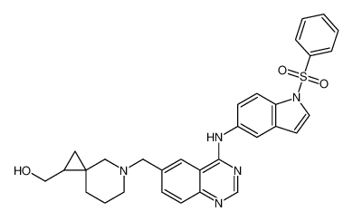 (5-((4-((1-(phenylsulfonyl)-1H-indol-5-yl)amino)quinazolin-6-yl)methyl)-5-azaspiro[2.5]octan-1-yl)methanol_289037-03-2