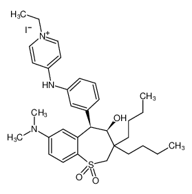 rel-4-((3-((4R,5R)-3,3-dibutyl-7-(dimethylamino)-4-hydroxy-1,1-dioxido-2,3,4,5-tetrahydrobenzo[b]thiepin-5-yl)phenyl)amino)-1-ethylpyridin-1-ium iodide_289038-38-6