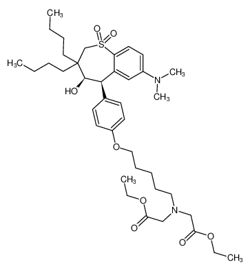 Glycine,N-[5-[4-[(4R,5R)-3,3-dibutyl-7-(dimethylamino)-2,3,4,5-tetrahydro-4-hydroxy-1,1-dioxido-1-benzothiepin-5-yl]phenoxy]pentyl]-N-(2-ethoxy-2-oxoethyl)-, ethyl ester_289038-64-8