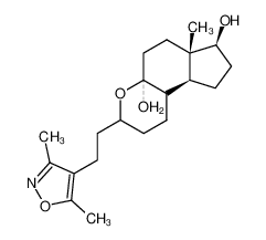 racem. trans-3-(2-(3,5-Dimethyl-isoxazol-4-yl)-aethyl)-4a,7β-dihydroxy-6a-methyl-perhydro-cyclopenta(f)(1)benzopyran_28948-31-4